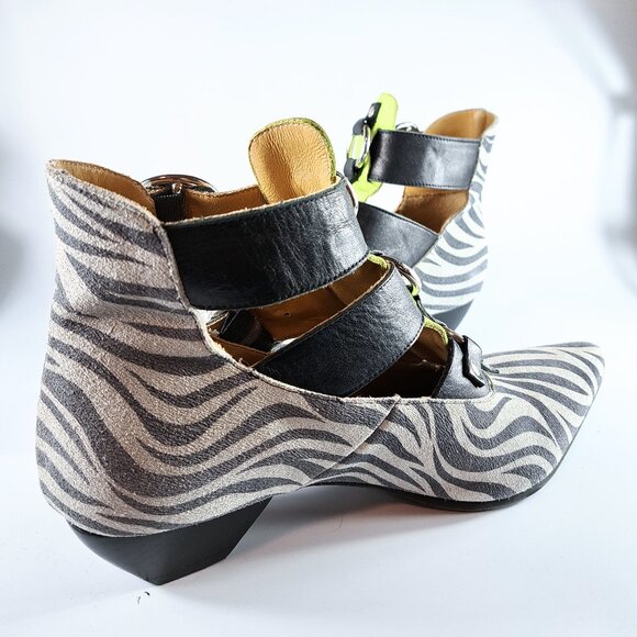 John Fluevog Tammi Rose Ankle Booties Zebra/Green Size 7.5 - Picture 7 of 15